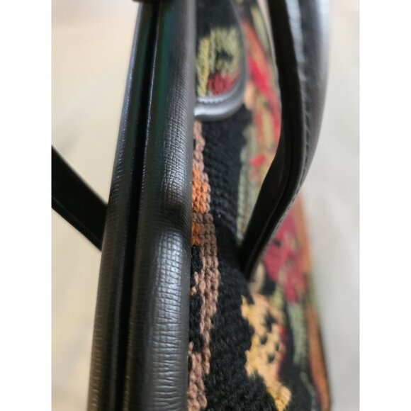 Vintage 50s 60s Carpet Bag Floral Top Handle Tapestry Boho Chic Purse Handbag - Picture 8 of 16